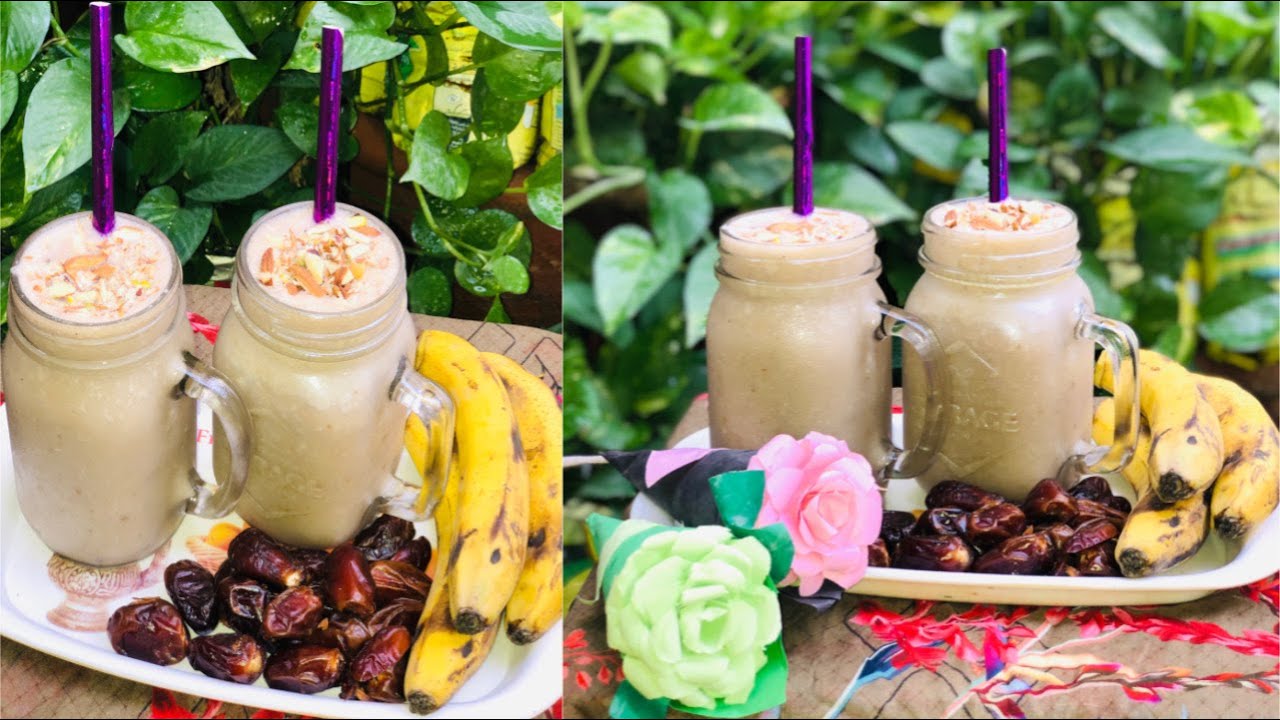 Banana Milkshake With Detes Recipe Homemade in Urdu Hindi Cooking