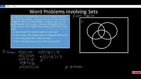 Word Problems Involving Sets 3 set Venn Diagram