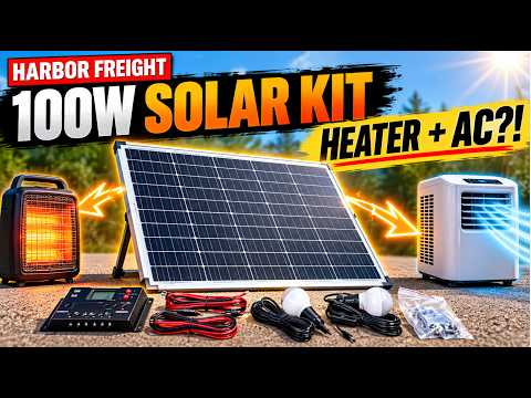 Harbor Freight Prepper Panel 100W Solar Kit Review While Operating Air Conditioner and Heater