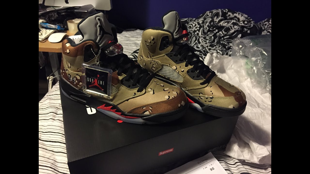 camo supreme jordan 5