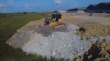 Amazing Flood Area Landfill  Shantui DH17C3 Bulldozer & 25 Ton Dump Trucks Leveling Ground