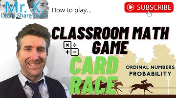 Classroom Math Game - CARD RACE Ordinal Numbers and Probability