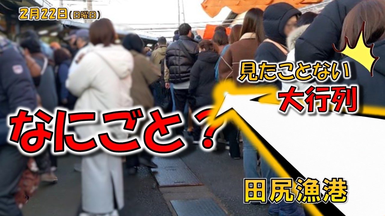 【何があった？】今までに見たことのない大行列( ﾟДﾟ)？そんな中！ついに始まったこれからが旬の魚を発見！2月22日（日曜日）田尻漁港