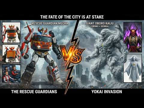 RESCUE GUARDIAN  — "Yokai Lord Genma's Invasion" | Tokusatsu Mecha Series OBORO &amp; Giant Kaiju Battle