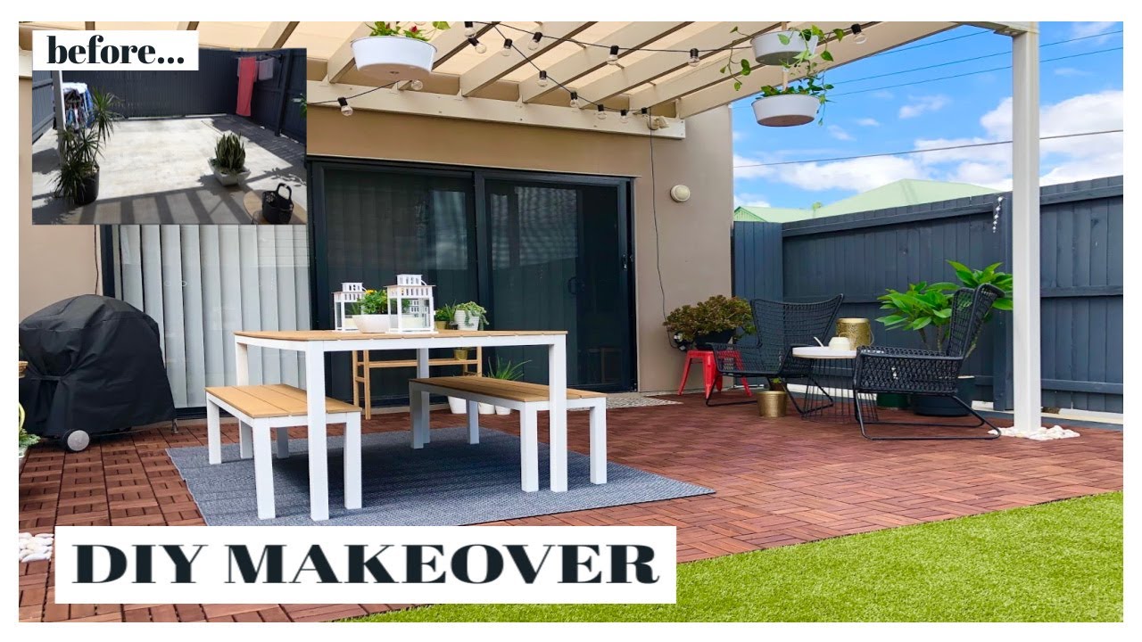 COMPLETE PATIO TRANSFORMATION!!! DIY IKEA COURTYARD MAKEOVER THE