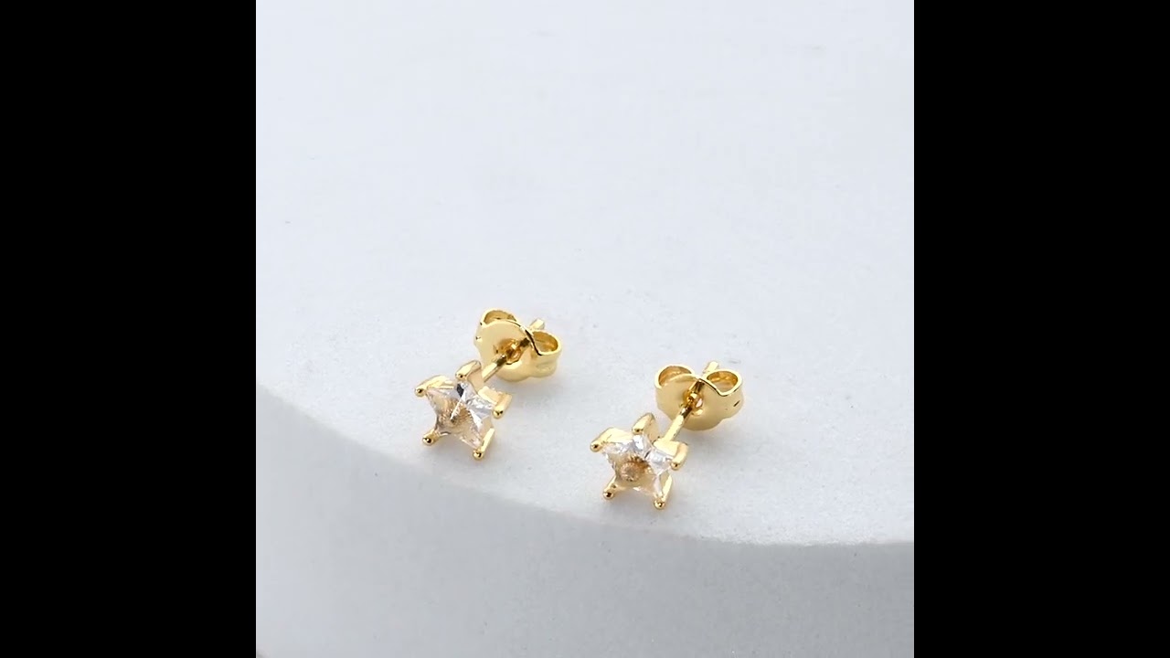 Gold Star Earrings Created with Zircondia® Crystals by Philip Jones Jewellery