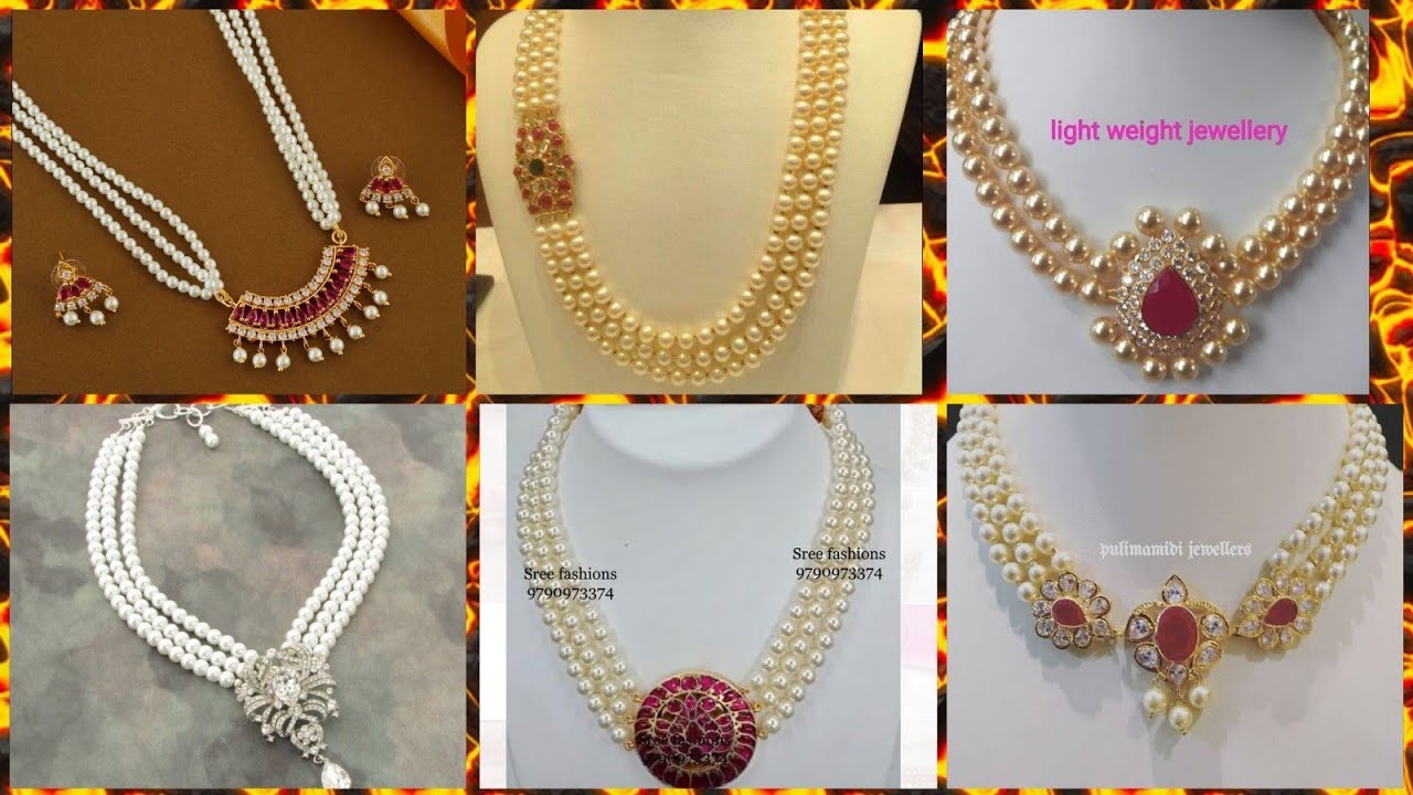 Traditional gold Necklace With Pearl &Moti || latest original pearl necklace Design - YouTube