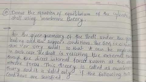 Equation of equilibrium of the cylindrical shell using membrane theory