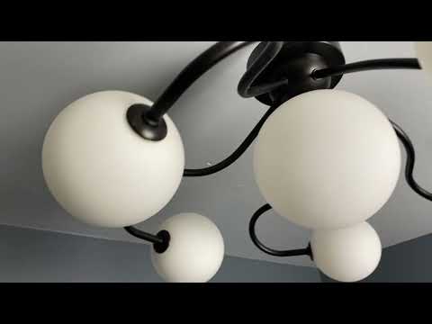 Чорна стельова сучасна люстра на 6 ламп (52-X101F-6 BK+WH), видео 1