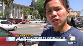 Man jumps into woman's car and starts grabbing her