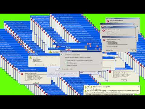 GREEN SCREEN Windows XP Error   VIRUS ERROR   FOOTAGE   SOUND