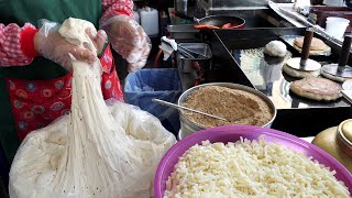 Cheese Pan-Fried Sweet Pancake - Hotteok 이태원 치즈 호떡 Korean Street Food