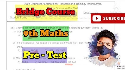 9th std Bridge Course Maths Pres Test| Maths pre test | Maharashtra board