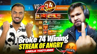First Time Break 74 Winning Streak 😱Angry Uncle Youtuber Vs NayanAsin 😡 गुस्सा हो गया ||