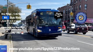 MTA NYC Bus: On Board 2018 XD40 #7555 on the B1 from 17 Ave to 4 Ave via 86 Street