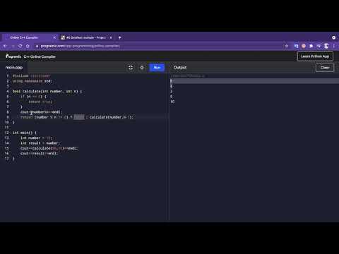 Problem solving with c++ | Euler's project problem 5 | Online compiler