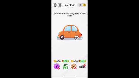 Braindom Level 57 One wheel is missing, find a new one Answers and Solutions