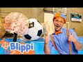 Blippi Plays Bubble Soccer - Learn Opposites | Kids Learn! | Nursery Rhymes | Sing Along