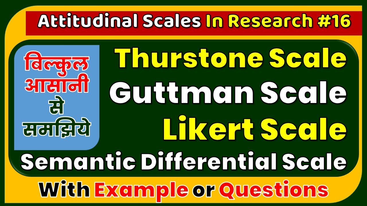 Attitudinal Scales In Research ll Thurstone, Guttman, Likert, Semantic