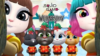 My Talking Angela 2 😍 Squid Game But Wednesday Addams and Enid vs My Talking Tom Friends 🤭