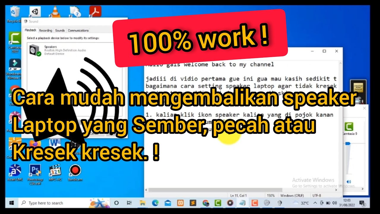 cara mengatasi/memperbaiki speaker audio/sounds yang pecah/sember