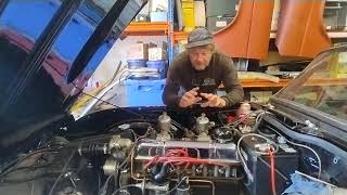 First start Triumph TR4! 15 years and finally comes alive after ignition & fuel issues are resolved.
