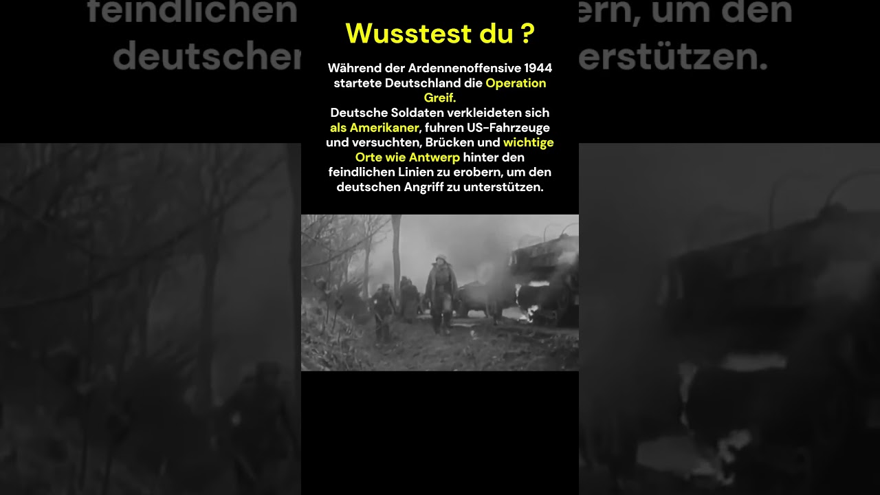 Operation Greif – Deutsche Soldaten als Amerikaner  #ww2 #history #weltkrieg #ww2history #trending — Histomation YouTube video