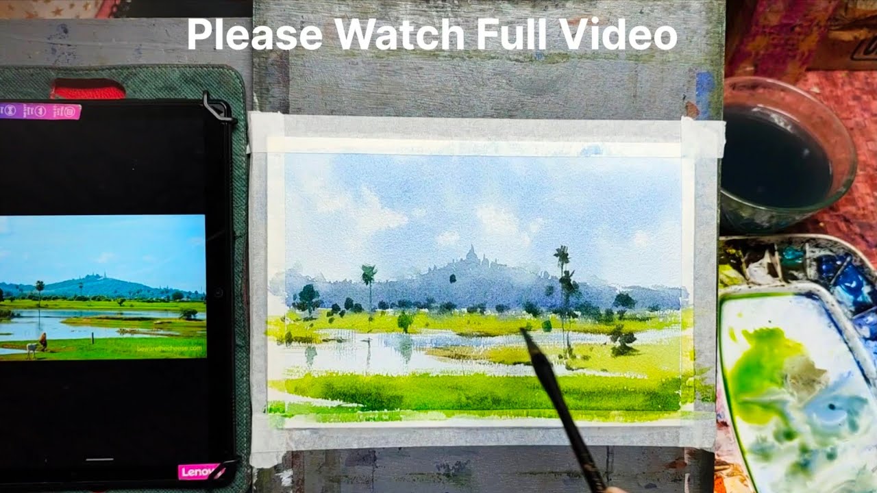 Beginners, How to Start Painting A Simple Landscape in Watercolor.Artist Achintya Hazra