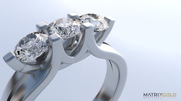 Three Stone Solitaire with Split Profile - MatrixGold Tutorial