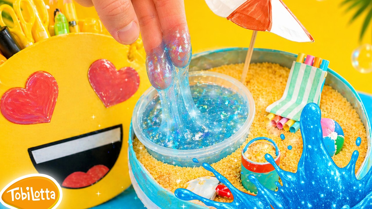 SOMMER DIY SLIME Basteln mit Kindern Strand Tasche Emoji bastelideen kinder kinderfilme kinderkanal