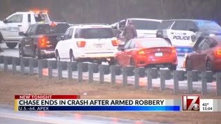 DWI in chase, head-on Apex crash after armed robbery: Police