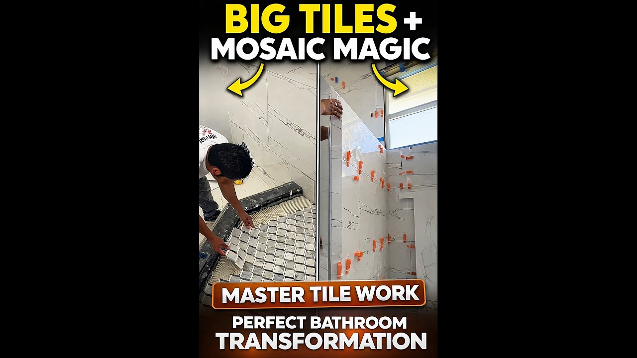Luxury Bathroom Makeover with Massive Tiles and Mosaic Flooring