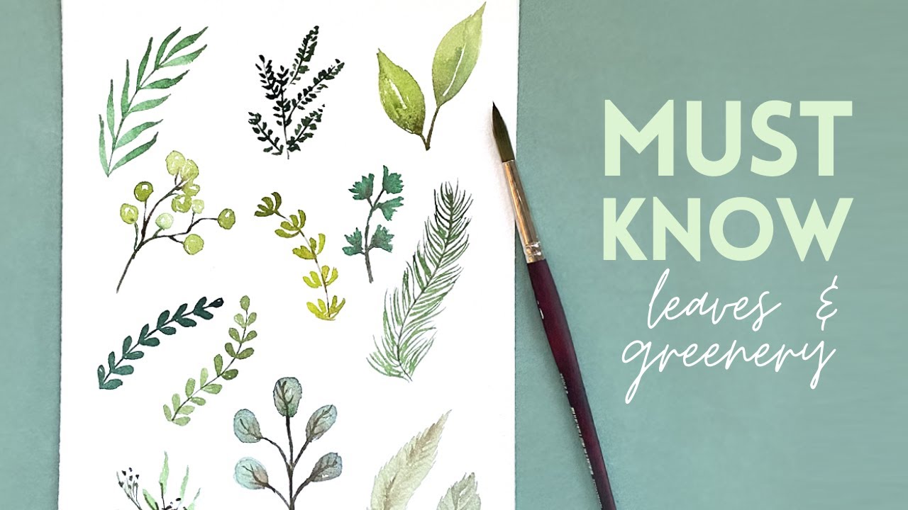 TOP 10 - Watercolor Leaves - Real-Time DRILLS & TUTORIAL
