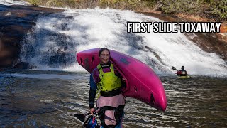 WHITEWATER KAYAKING THE FIRST SLIDE TOXAWAY