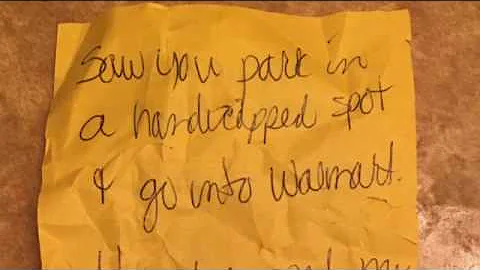 Amputee receives nasty note after parking in handicapped space
