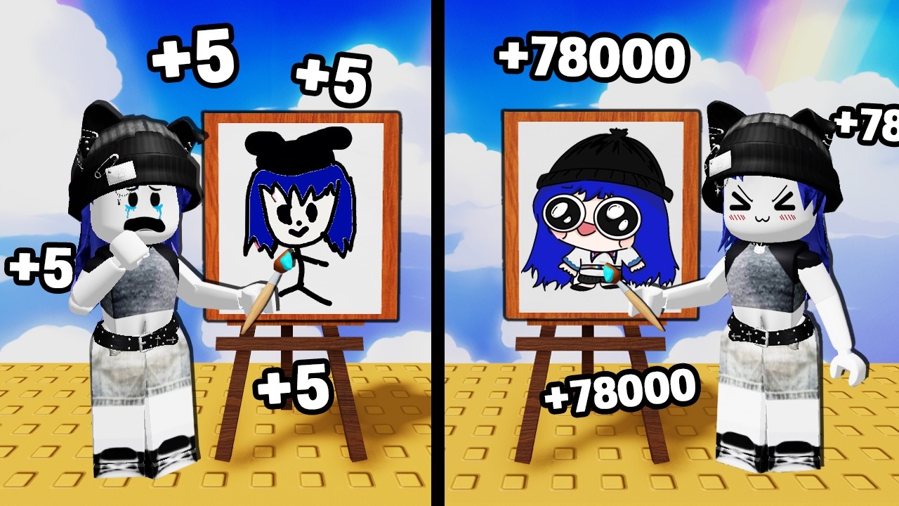 วาดรูปสวยขึ้นทุก 5 วินาที😳ยิ่งวาดสวยยิ่งรวย | Roblox Paint to Get Rich