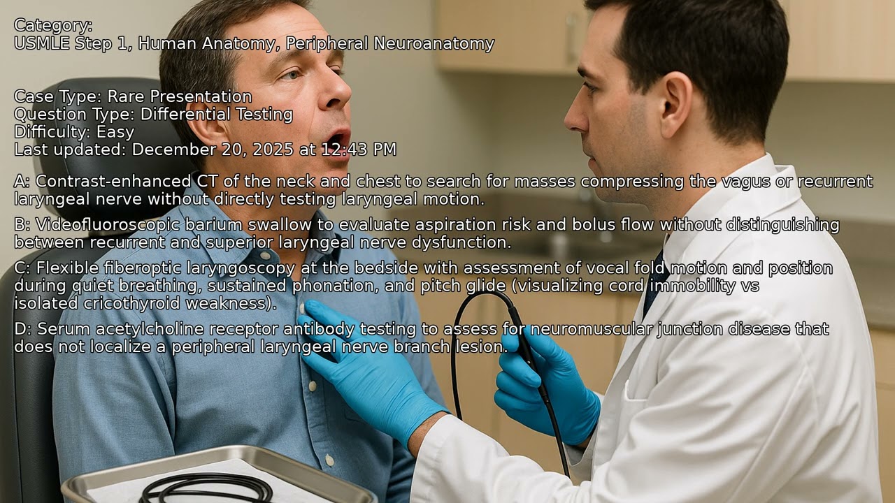 Peripheral Neuroanatomy, Human Anatomy, USMLE Step 1 - Full Vignette with Extended Explanations
