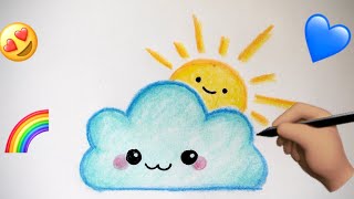 Sevimli Bulut ve Güneş Çizimi | Kolay Çizim | kolay çizimler renkler resimler