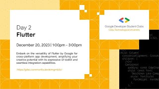 Day 2 - Flutter (GDSC CTU Tech-mas Study Jams)