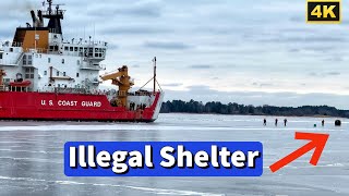 ⚓️Icebreaker Removes Illegal Shelter Blocking Duluth Ships