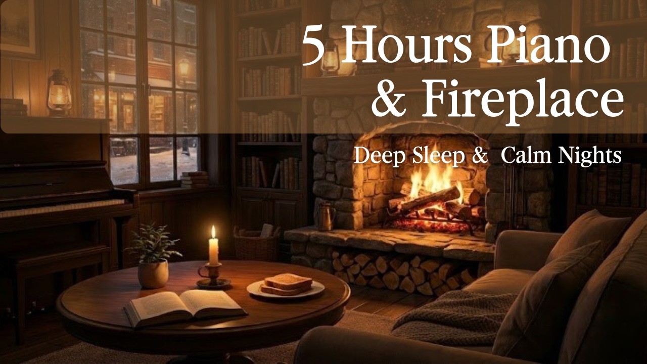 Fireplace Piano Ambience for Sleep (5 Hours)