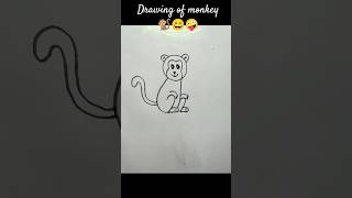 Drawing of Monkey 🐵🐒🤪😄❤️😳😯😵😲🤔 #drawing #sketch #shorts
