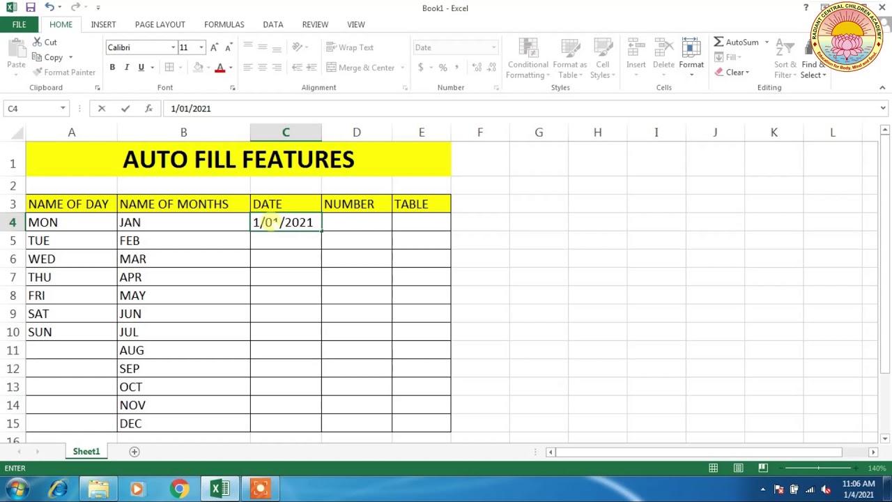 AUTO FILL FEATURES IN MS EXCEL | CLASS 7 | CBSE BOARD - YouTube