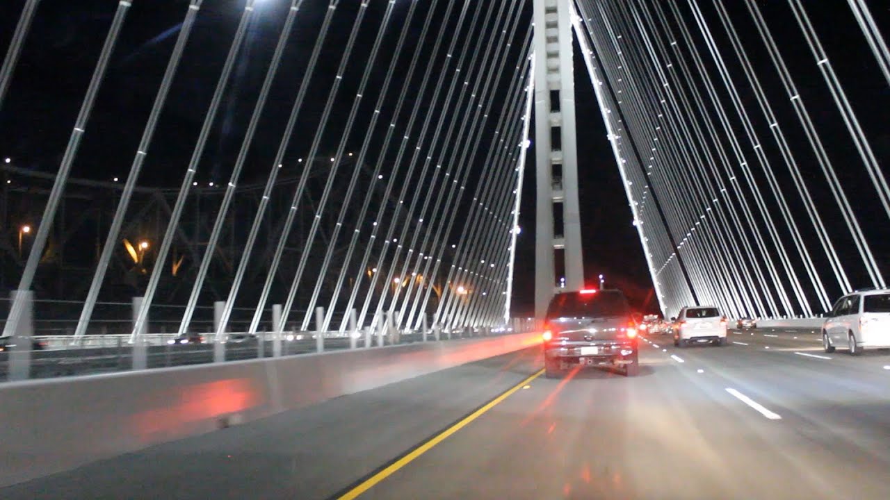 New San Francisco Bay Bridge Opening Night Drive Westbound And