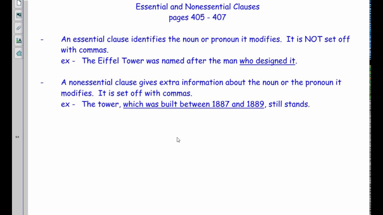 Essential and Nonessential Clauses 8 - YouTube