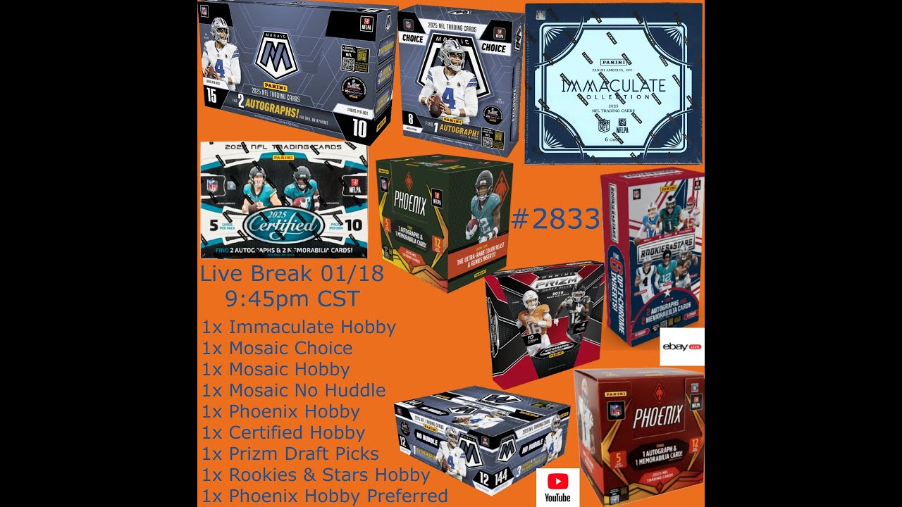 01/18 - 2025 IMMACULATE MOSAIC PHOENIX FOOTBALL - 9x Box Hobby Mix - PYT 