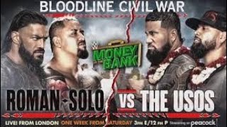 Roman Reigns And Solo Vs The Usos-Wwe Money In The Bank 2023 Full Match