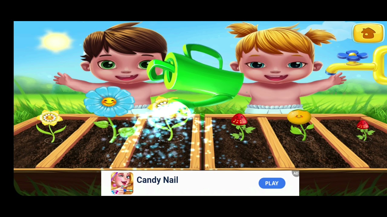 baby twins care game bath time and game time رعاية التوأم لعبوا فى الجنينة وخدوا شاور