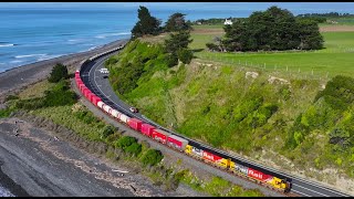 Spectacular drone footage - Train 736 on the Kaikoura Coast