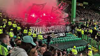 Celtic v Lask first half goals, fans, ultras, tifo and pyros #celtic #celticpark #glasgowceltic 